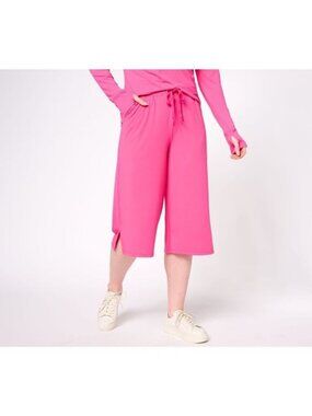 Cuddl Duds Capri Pants  Medium Sunwear Pop Pink Polyester Blend Casual NEW